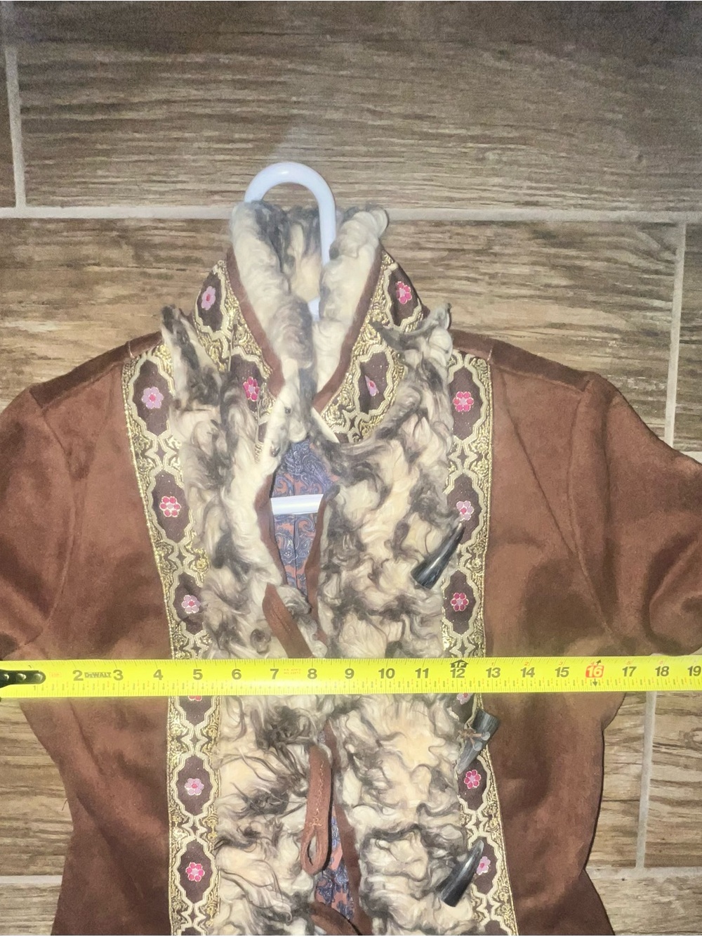 Afghan coat vintage 70s bohemian -style brown suede and shearling - Picture 7 of 10